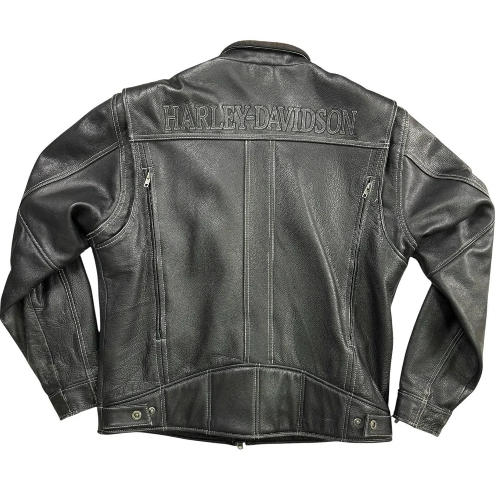 Harley-Davidson Men’s Black Leather Motorcycle 3-in-1 Biker Jacket - No Liner